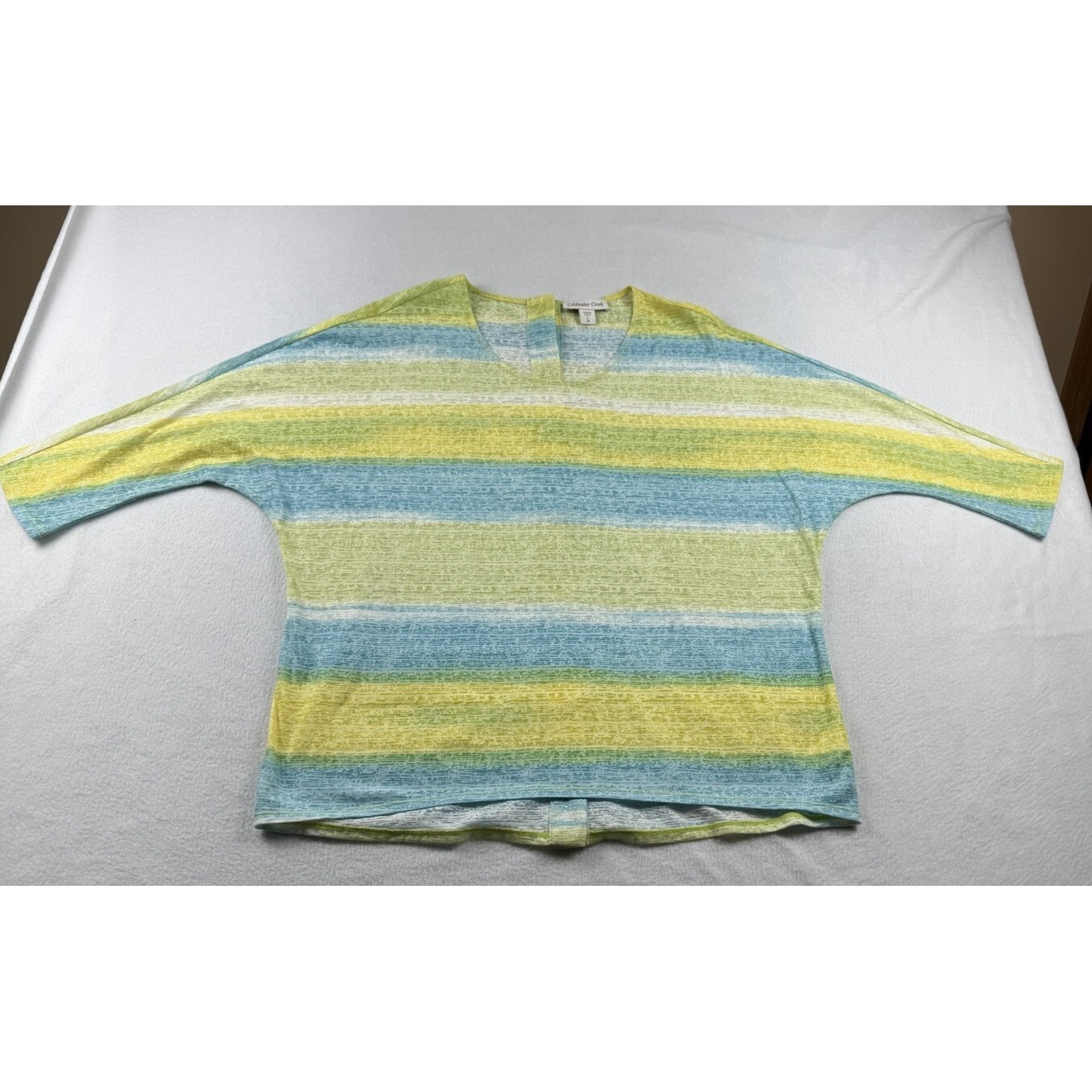 Coldwater Creek Women Multicolor Color Block 3/4 Sleeve Blouse Size L